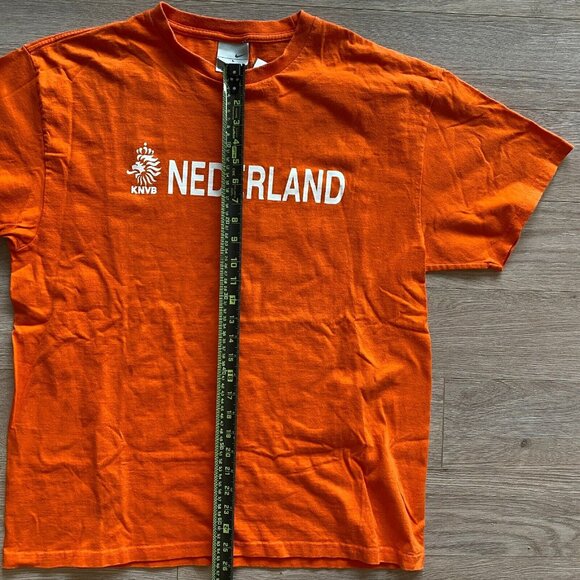 2000s Y2K NIKE KNVB Nederland Soccer Orange Graphic Tee Shirt Silver Tag - Picture 7 of 7